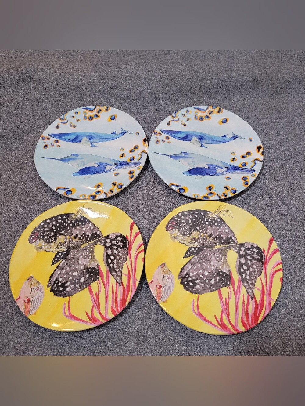 Lot Of 4 Anthopologies Voutsa Under The Sea Dessert Plate 6" Melamine